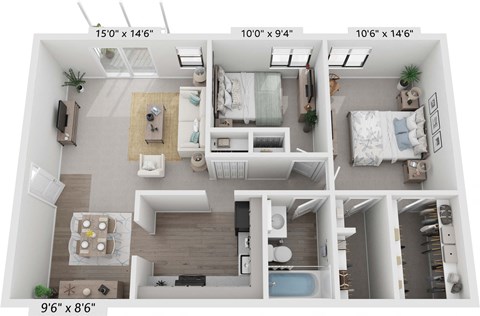 a 1 bedroom floorplan is shown in this image